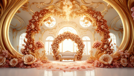 Wedding card series, beautiful formal wedding decoration.の素材