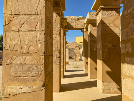 Karnak Temple is dedicated to the temple complex of Ancient Egypt in honor of the god Amun-Ra, his wife Mut and son Khons. Thebes, Karnak, Luxor, Egypt.の写真素材