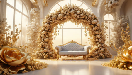 Wedding card series, beautiful formal wedding decoration.の素材