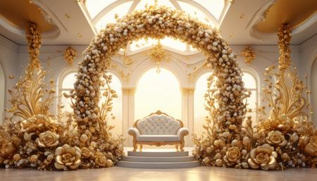 Wedding card series, beautiful formal wedding decoration.の素材