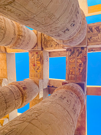 Karnak Temple is dedicated to the temple complex of Ancient Egypt in honor of the god Amun-Ra, his wife Mut and son Khons. Thebes, Karnak, Luxor, Egypt.の写真素材