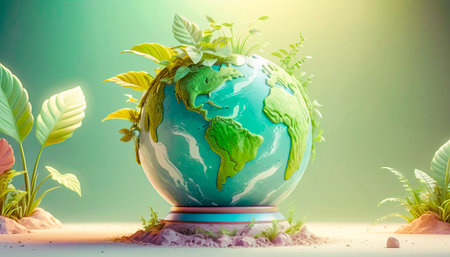 Green planet Earth, ecology and protection concept.の素材