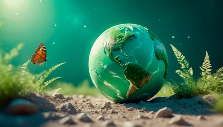 Green planet Earth, ecology and protection concept.の素材