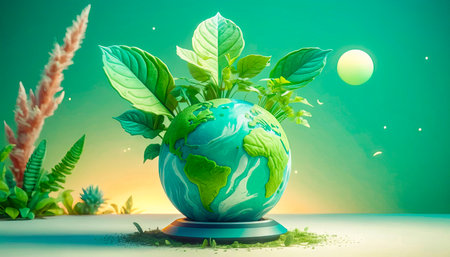 Green planet Earth, ecology and protection concept.の素材