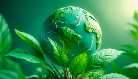 Green planet Earth, ecology and protection concept.の素材