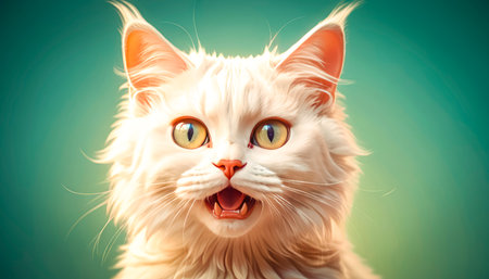 The cat looks with big eyes, is surprised and indignant, meows. cyclic rendering.の素材