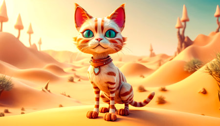 Fantastic lonely desert sand cat.の素材