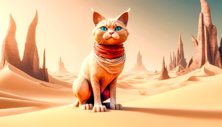 Fantastic lonely desert sand cat.の素材