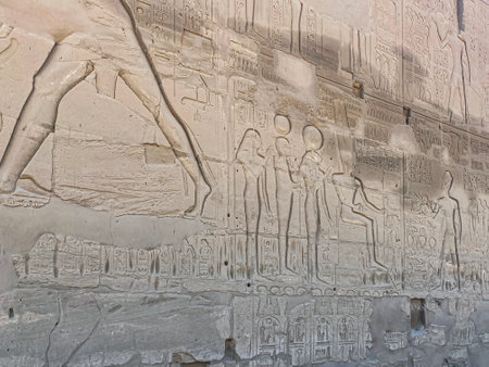 Karnak Temple is dedicated to the temple complex of Ancient Egypt in honor of the god Amun-Ra, his wife Mut and son Khons. Thebes, Karnak, Luxor, Egypt.の写真素材