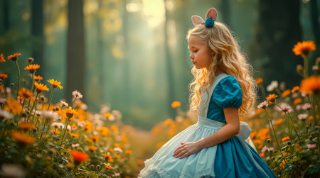 Portrait of a beautiful and noble girl Alice in Wonderland.の素材