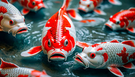 Beautiful colorful koi carp, symbol of good luck and abundance.の素材