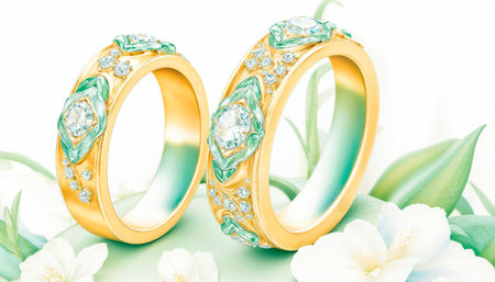 elite wedding engagement rings made of gold, unique original design, beautiful official wedding decoration.の素材