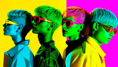 Youth subculture, bright modern teenagers, freedom and desire for creativity