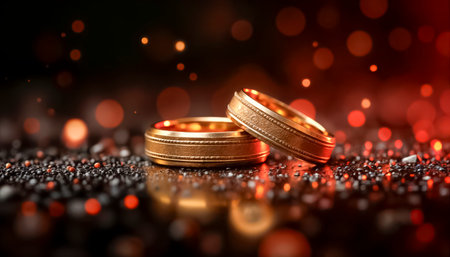 elite wedding engagement rings made of gold, unique original design, beautiful official wedding decoration.の素材