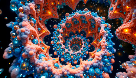 gorgeous complex spiral of diamonds and gemstones unwinding, top view.の素材