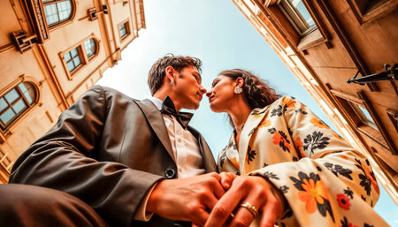 Beautiful, loving and happy newlyweds on their wedding day.の素材