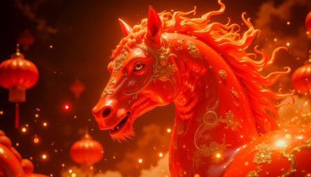 2026 is the Year of the Red Fire Horse. Happy Chinese New Year, the Year of the Horse.の素材