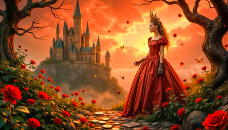 The noble Red Queen from Alice in Wonderland.の素材