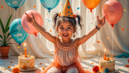 Mom lovingly applies makeup to a girl, the girl smiles tenderly..の素材