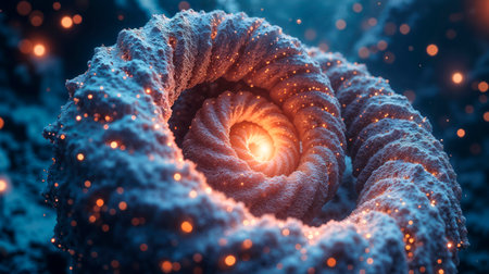 gorgeous complex spiral of diamonds and gemstones unwinding, top view.の素材