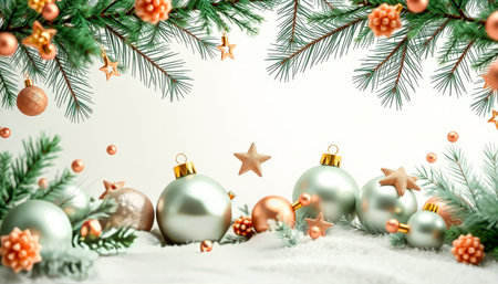 Christmas background with Christmas tree balls and decorations. Space for dough. Fairytale atmosphere of New Year and Christmas, Christmas Eve, magic and witchcraftの素材