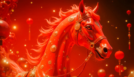 2026 is the Year of the Red Fire Horse. Happy Chinese New Year, the Year of the Horse.の素材