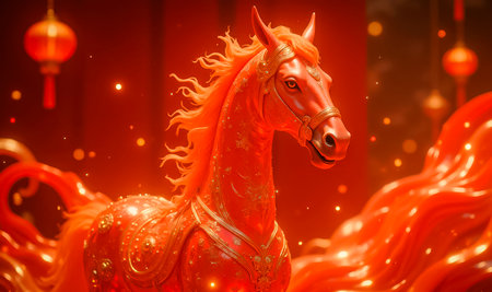2026 is the Year of the Red Fire Horse. Happy Chinese New Year, the Year of the Horse.の素材