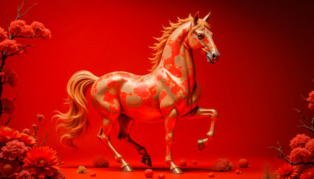 2026 is the Year of the Red Fire Horse. Happy Chinese New Year, the Year of the Horse.の素材