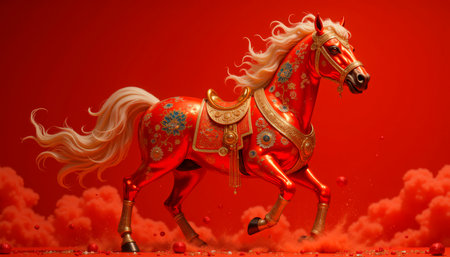 2026 is the Year of the Red Fire Horse. Happy Chinese New Year, the Year of the Horse.の素材