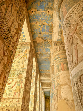 Medinet Habu, the mortuary temple of Ramesses III, located on the west bank of Luxor, Egypt