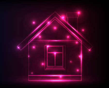 neon pink house illustrationのイラスト素材