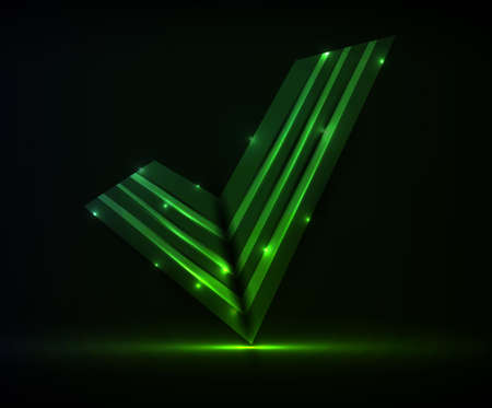 neon abstract check mark. vector illustrationのイラスト素材