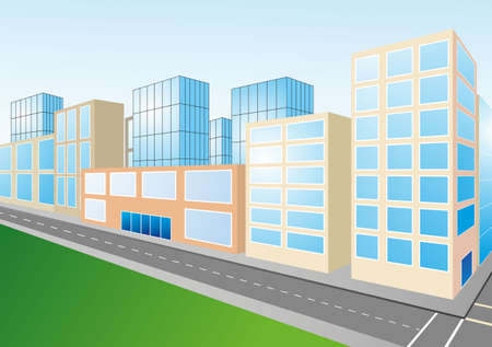 beutyful city scene illustrationのイラスト素材