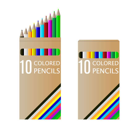 set of pencils on box vector illustration isolatedのイラスト素材