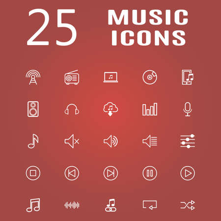 25 line icon set. Trendy thin and simple icons for Web and Mobileのイラスト素材