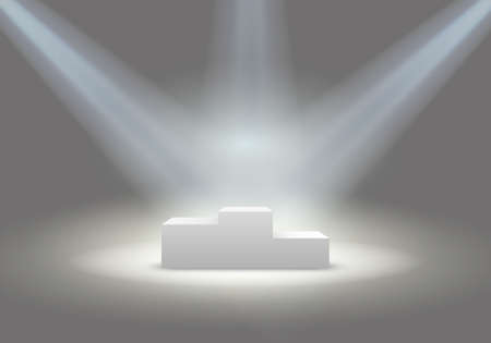 Illuminated business winners podium in grey room vector illustrationのイラスト素材