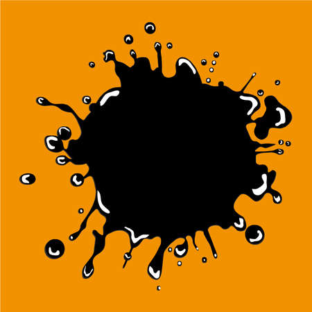 Oil splash illustration over orange background vectorのイラスト素材