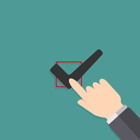 Hand filling check box in flat design vectorのイラスト素材