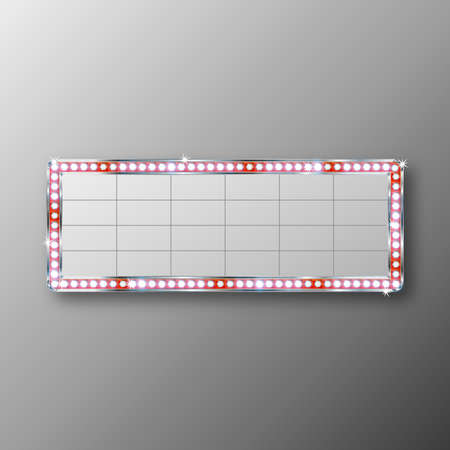 Glowing cinema signboard with light bulbs on the contour Vector illustrationのイラスト素材