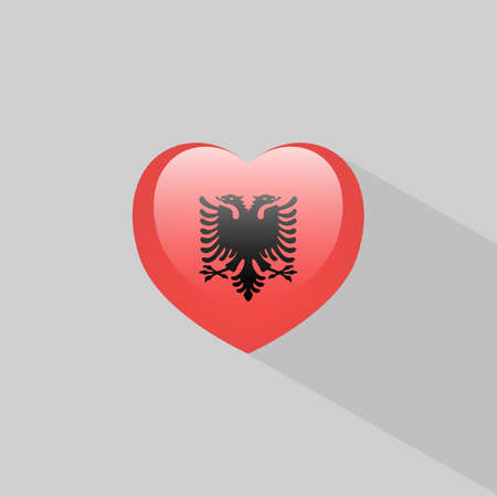Love Albania symbol Heart flag icon Vector illustration.のイラスト素材