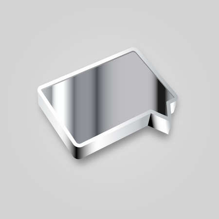3d rectangular rounded metal empty chat cloud vector illustrationのイラスト素材