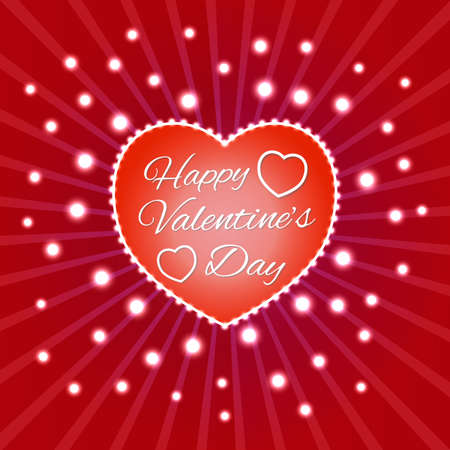 Valentines Day Party Flyer Design. Sign in heart with lights at circle lines background. Elements for greetings card, flyer and invitation templates.のイラスト素材