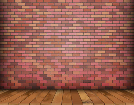 Background with bricks and wooden floor. のイラスト素材