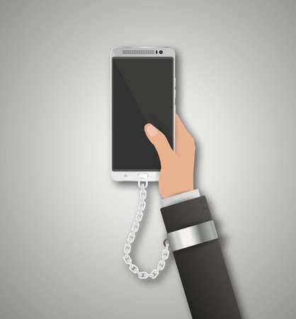 Modern smartphones and internet social networks addiction metaphor. のイラスト素材