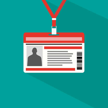 Name tag badge template with shadow. illustration in flat design on green backgroundのイラスト素材