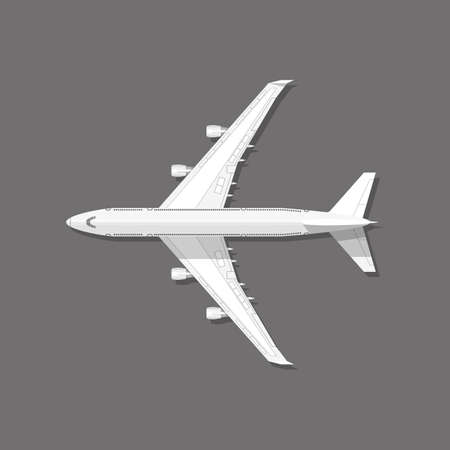 White realistic large passenger civil aviation airplane isolated on gray background. vector illustrationのイラスト素材