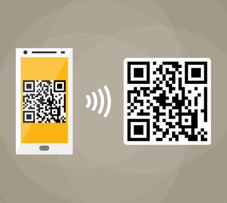 QR code scanning by mobile phone. Capture QR code on mobile phone. Symbol scanning qr code. Concept...