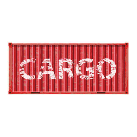 Freight shipping, metall red cargo container. logistics and transportation. Vector illustration isolated on white backgroundのイラスト素材