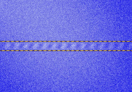 Blue denim texture with yellow stitch line. vector illustrationのイラスト素材