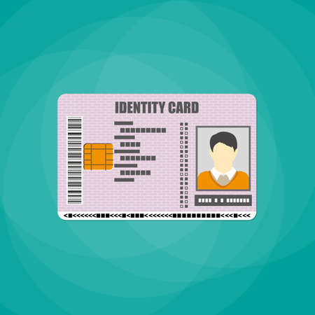 Id card. identity card, national id card, id card with electronic chip. vector illustration in flat design on white backgroundのイラスト素材